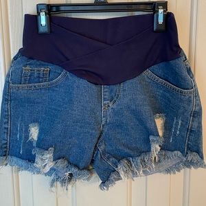 Maternity denim shorts